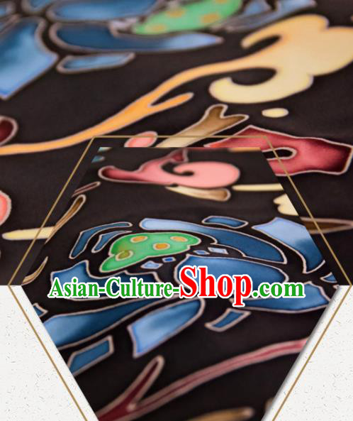Chinese Traditional Lotus Pattern Design Black Silk Fabric Asian China Hanfu Mulberry Silk Material Chinese Traditional Lotus Pattern Design Black Silk Fabric Asian China Hanfu Mulberry Silk Material