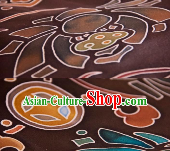 Chinese Traditional Lotus Pattern Design Brown Silk Fabric Asian China Hanfu Mulberry Silk Material Chinese Traditional Lotus Pattern Design Brown Silk Fabric Asian China Hanfu Mulberry Silk Material