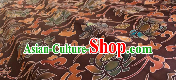 Chinese Traditional Lotus Pattern Design Brown Silk Fabric Asian China Hanfu Mulberry Silk Material Chinese Traditional Lotus Pattern Design Brown Silk Fabric Asian China Hanfu Mulberry Silk Material