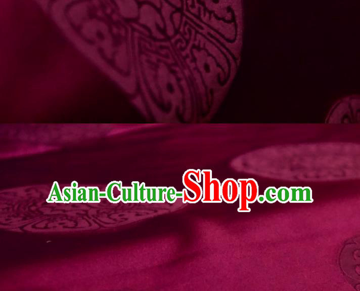 Chinese Traditional Round Flowers Pattern Design Rosy Silk Fabric Asian China Hanfu Rayon Material