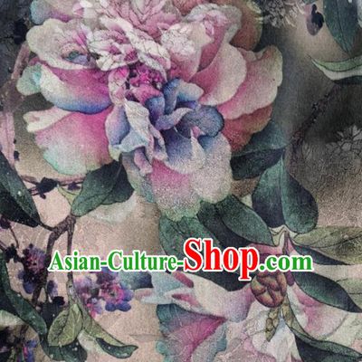 Chinese Traditional Peony Pattern Design Silk Fabric Asian China Hanfu Mulberry Silk Material