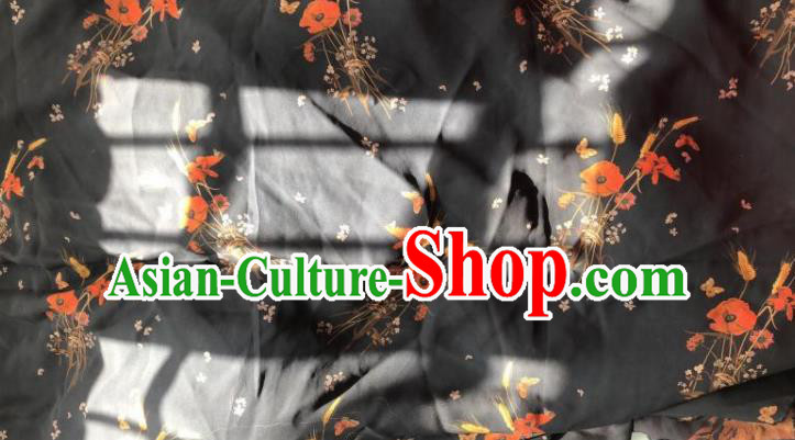Chinese Traditional Pattern Design Black Silk Fabric Asian China Hanfu Mulberry Silk Material Chinese Traditional Pattern Design Black Silk Fabric Asian China Hanfu Mulberry Silk Material