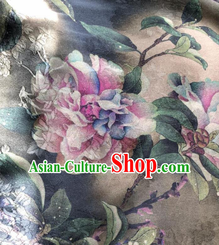 Chinese Traditional Peony Pattern Design Silk Fabric Asian China Hanfu Mulberry Silk Material Chinese Traditional Peony Pattern Design Silk Fabric Asian China Hanfu Mulberry Silk Material