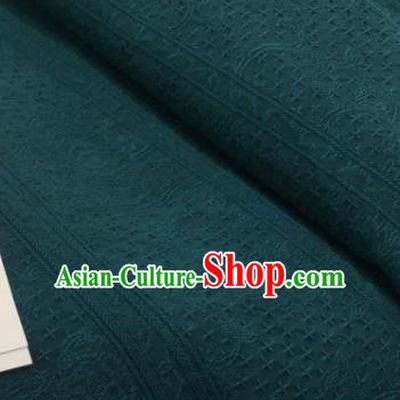 Chinese Traditional Cross Pattern Design Deep Green Silk Fabric Asian China Hanfu Mulberry Silk Material