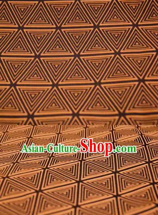 Chinese Traditional Triangle Pattern Design Brownness Silk Fabric Asian China Hanfu Mulberry Silk Material Chinese Traditional Triangle Pattern Design Brownness Silk Fabric Asian China Hanfu Mulberry Silk Material