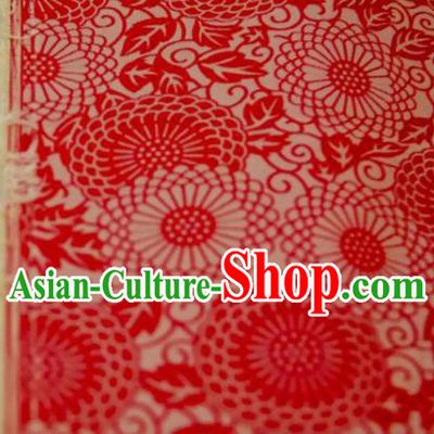 Chinese Traditional Calendula Pattern Design Red Silk Fabric Asian China Hanfu Mulberry Silk Material