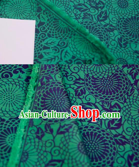 Chinese Traditional Calendula Pattern Design Green Silk Fabric Asian China Hanfu Mulberry Silk Material Chinese Traditional Calendula Pattern Design Green Silk Fabric Asian China Hanfu Mulberry Silk Material