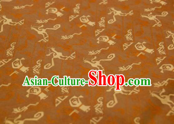 Chinese Traditional Pattern Design Ginger Silk Fabric Asian China Hanfu Mulberry Silk Material Chinese Traditional Pattern Design Ginger Silk Fabric Asian China Hanfu Mulberry Silk Material