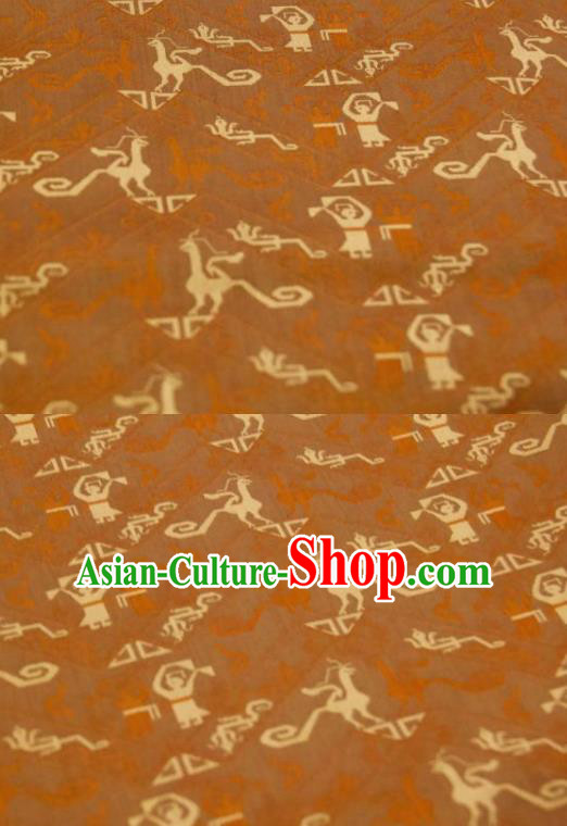 Chinese Traditional Pattern Design Ginger Silk Fabric Asian China Hanfu Mulberry Silk Material Chinese Traditional Pattern Design Ginger Silk Fabric Asian China Hanfu Mulberry Silk Material