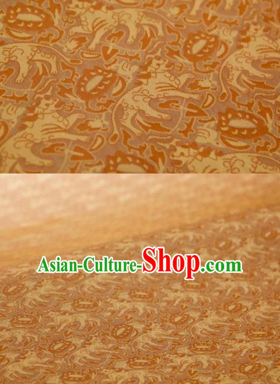 Chinese Traditional Leopard Pattern Design Ginger Silk Fabric Asian China Hanfu Mulberry Silk Material Chinese Traditional Leopard Pattern Design Ginger Silk Fabric Asian China Hanfu Mulberry Silk Material