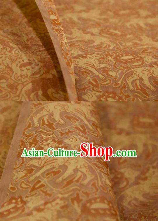Chinese Traditional Leopard Pattern Design Ginger Silk Fabric Asian China Hanfu Mulberry Silk Material Chinese Traditional Leopard Pattern Design Ginger Silk Fabric Asian China Hanfu Mulberry Silk Material