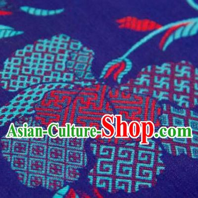 Chinese Traditional Herbaceous Peony Pattern Design Royalblue Silk Fabric Asian China Hanfu Gambiered Guangdong Mulberry Silk Material