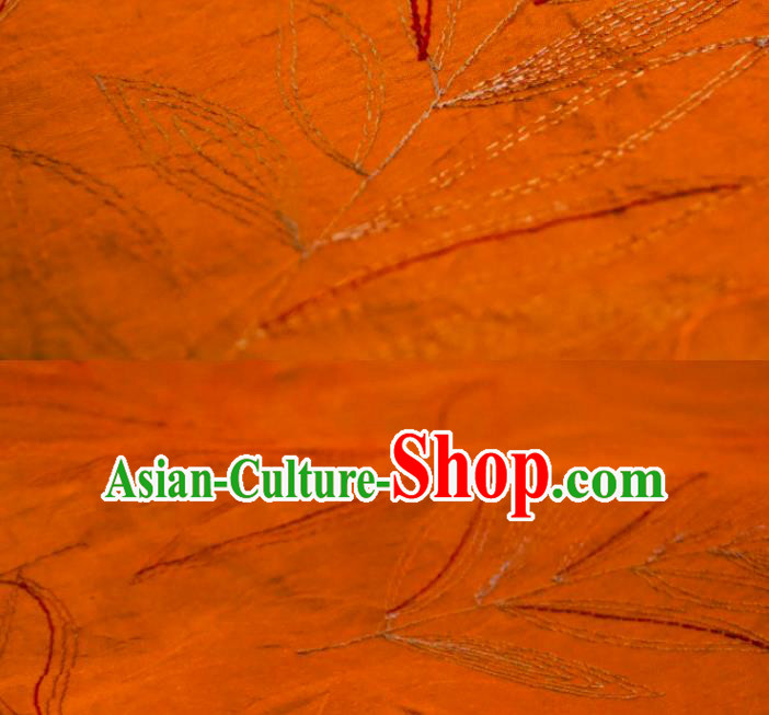 Chinese Traditional Fernbrake Pattern Design Orange Silk Fabric Asian China Hanfu Mulberry Silk Material
