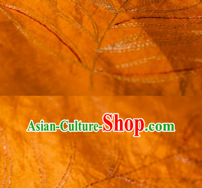 Chinese Traditional Fernbrake Pattern Design Orange Silk Fabric Asian China Hanfu Mulberry Silk Material