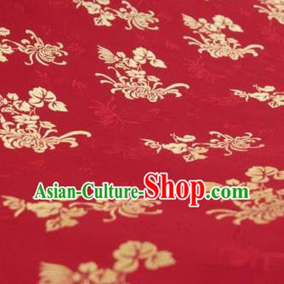 Chinese Traditional Chrysanthemum Pattern Design Purplish Red Silk Fabric Asian China Hanfu Jacquard Mulberry Silk Material