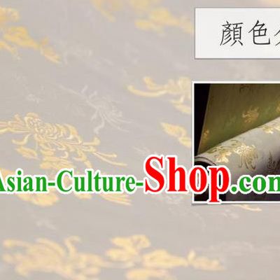 Chinese Traditional Chrysanthemum Pattern Design Grey Silk Fabric Asian China Hanfu Jacquard Mulberry Silk Material