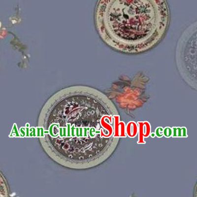 Chinese Traditional Pattern Design Light Purple Silk Fabric Asian China Hanfu Gambiered Guangdong Mulberry Silk Material
