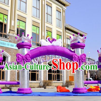 Large Christmas Day New Year Inflatable Models Wedding Purple Bowknot Inflatable Arches Archway
