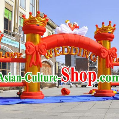 Large Christmas Day New Year Inflatable Models Wedding Red Bowknot Inflatable Arches Archway