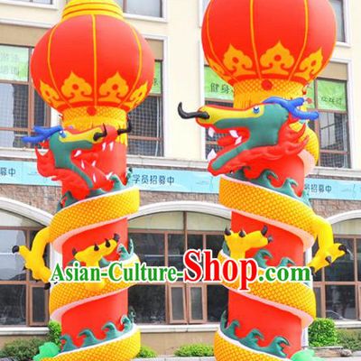 Large Chinese Moving Inflatable Dragon Red Pillar Product Models New Year Inflatable Arches