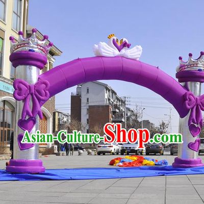 Large Christmas Day New Year Inflatable Purple Bowknot Models Inflatable Arches Archway