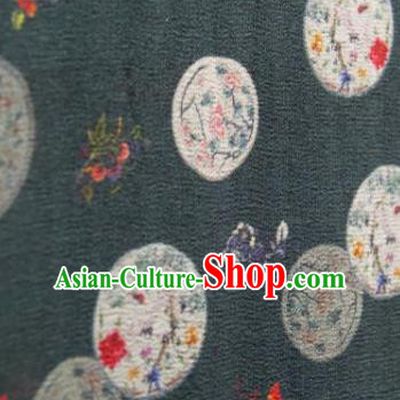 Chinese Traditional Fan Pattern Design Atrovirens Silk Fabric Asian China Hanfu Gambiered Guangdong Mulberry Silk Material