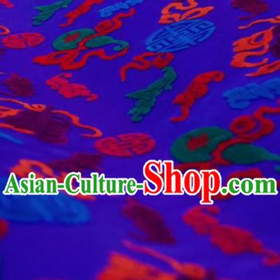 Chinese Traditional Auspicious Pattern Design Royalblue Silk Fabric Asian China Hanfu Gambiered Guangdong Mulberry Silk Material