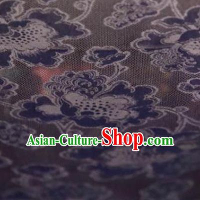 Chinese Traditional Peony Pattern Design Black Silk Fabric Asian China Hanfu Gambiered Guangdong Mulberry Silk Material