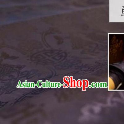 Chinese Traditional Double Fishes Pattern Design Navy Silk Fabric Asian China Hanfu Jacquard Mulberry Silk Material