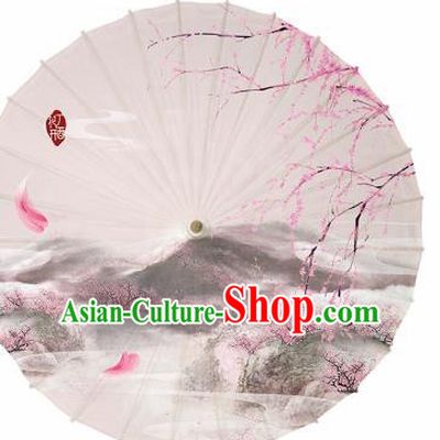 Chinese Traditional Printing Peach Blossom Oil Paper Umbrella Artware Paper Umbrella Classical Dance Umbrella Handmade Umbrellas