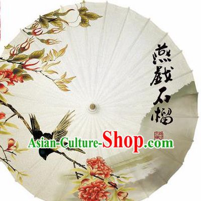 Chinese Traditional Printing Pomegranate Blossom Oil Paper Artware Paper Umbrella Classical Dance Umbrella Umbrella Handmade Umbrella