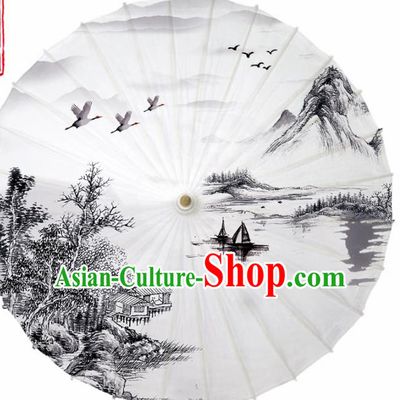 Chinese Traditional Printing Autumn Scenery Oil Paper Umbrella Artware Paper Umbrella Classical Dance Umbrella Handmade Umbrellas