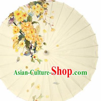 Chinese Traditional Printing Lilac Yellow Oil Paper Umbrella Artware Paper Umbrella Classical Dance Umbrella Handmade Umbrellas
