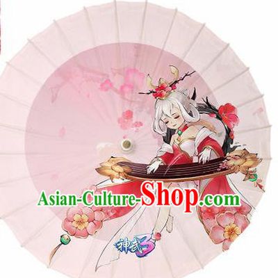 Chinese Traditional Printing Cartoon Oil Paper Umbrella Artware Paper Umbrella Classical Dance Umbrella Handmade Umbrellas