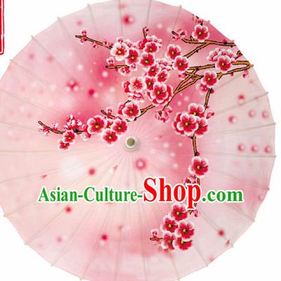 Chinese Traditional Printing Cherry Blossom Pink Oil Paper Umbrella Artware Paper Umbrella Classical Dance Umbrella Handmade Umbrellas