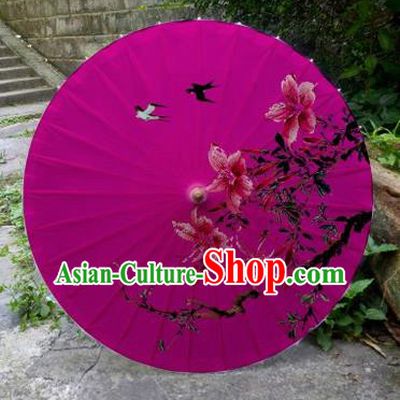Chinese Printing Flowers Rosy Oil Paper Umbrella Artware Paper Umbrella Traditional Classical Dance Umbrella Handmade Umbrellas