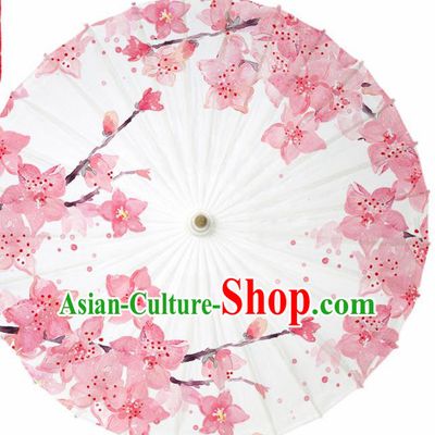 Chinese Printing Peach Blossom Oil Paper Umbrella Artware Paper Umbrella Traditional Classical Dance Umbrella Handmade Umbrellas