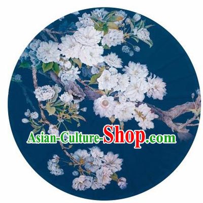 Chinese Printing Hibiscus Blue Oil Paper Umbrella Artware Paper Umbrella Traditional Classical Dance Umbrella Handmade Umbrellas