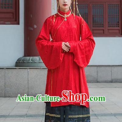 Chinese Drama Ancient Nobility Lady Red Blouse and Black Skirt Traditional Ming Dynasty Court Costumes for Women