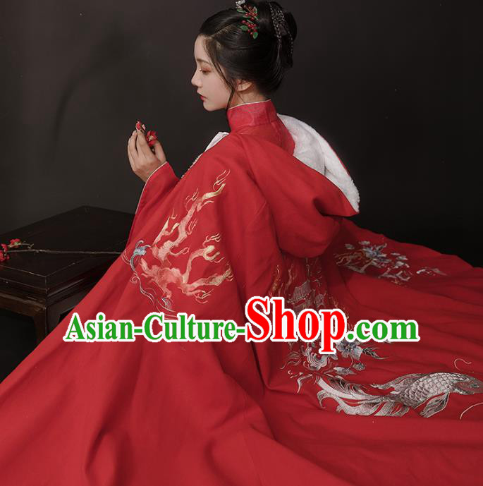 Chinese Ancient Hanfu Embroidered Red Cloak Traditional Ming Dynasty Princess Costumes for Women Chinese Ancient Hanfu Embroidered Red Cloak Traditional Ming Dynasty Princess Costumes for Women
