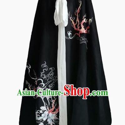 Chinese Ancient Hanfu Embroidered Black Cloak Traditional Ming Dynasty Princess Costumes for Women