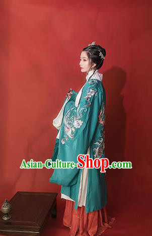 Chinese Ancient Hanfu Embroidered Green Cardigan Traditional Ming Dynasty Princess Costumes for Women Chinese Ancient Hanfu Embroidered Green Cardigan Traditional Ming Dynasty Princess Costumes for Women