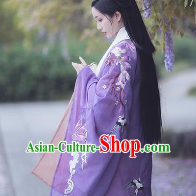 Chinese Ancient Imperial Consort Purple Hanfu Cloak Traditional Ming Dynasty Court Costumes for Women