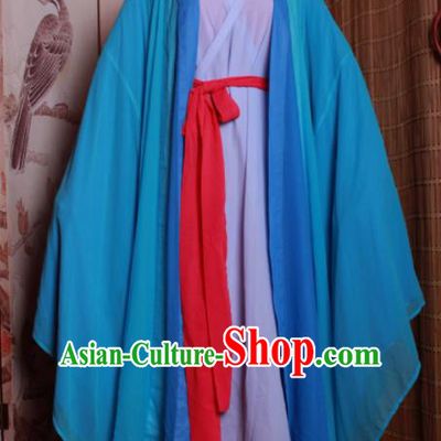 Chinese Traditional Cosplay Jin Dynasty Swordsman Blue Costumes Ancient Scholar Clothing for Men