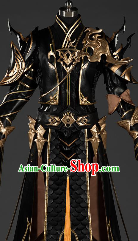 Chinese Traditional Cosplay General King Black Costumes Ancient Swordsman Clothing for Men Chinese Traditional Cosplay General King Black Costumes Ancient Swordsman Clothing for Men