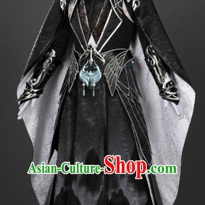 Chinese Traditional Cosplay King Black Costumes Ancient Swordsman Clothing for Men