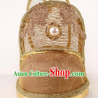 Chinese Traditional Ming Dynasty Emperor Golden Hat Ancient Drama Monarch Headdress for Men