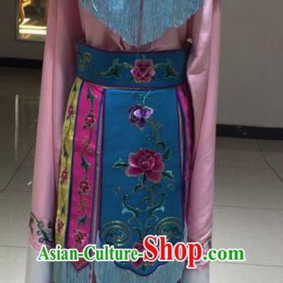 Chinese Traditional Beijing Opera Dan Princess Blue Dress Peking Opera Actress Embroidered Costumes for Women