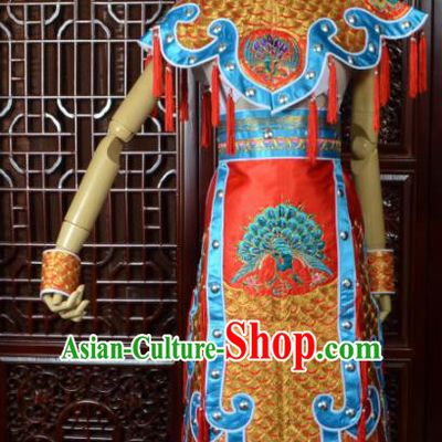 Chinese Traditional Beijing Opera Daomadan Golden Clothing Peking Opera Female Warrior Costumes for Women