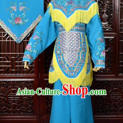 Chinese Traditional Beijing Opera Xiao Dan Blue Dress Peking Opera Maidservants Costumes for Women